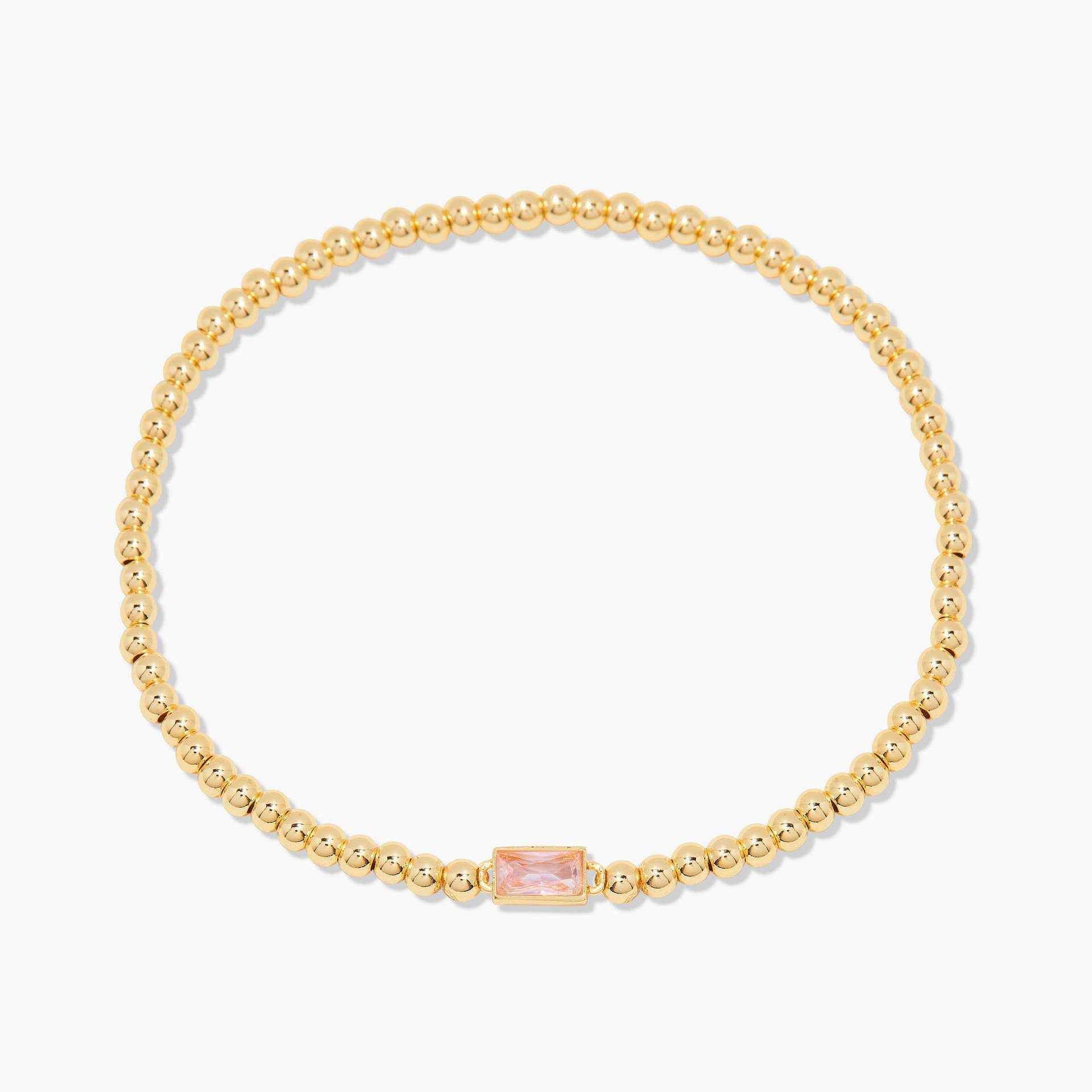 Luxury Square Rhinestone Gold Plated Beaded Bracelet 6W6JBR529