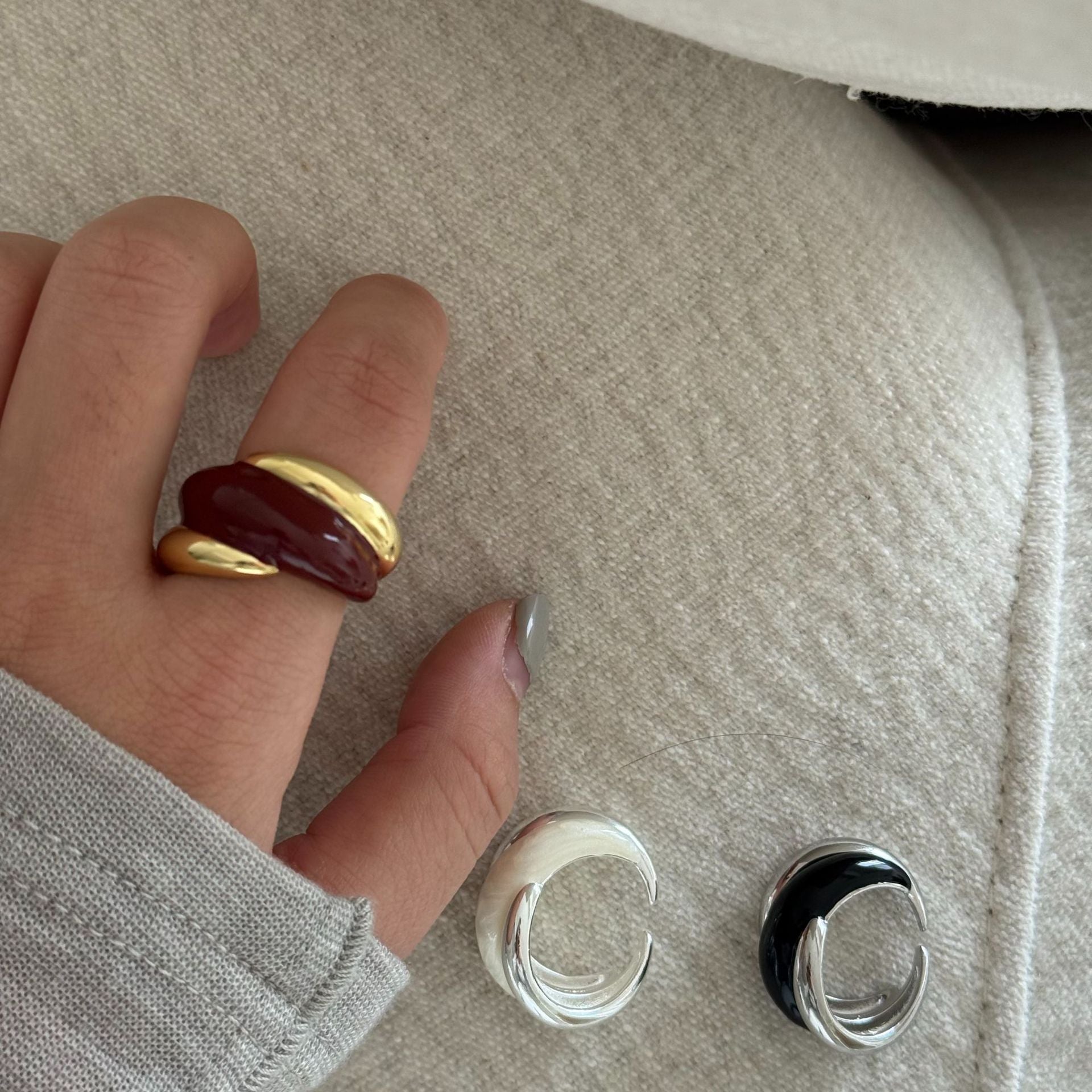 Enamel Twisted Open Ring - DippedShop Wholesale - #9475