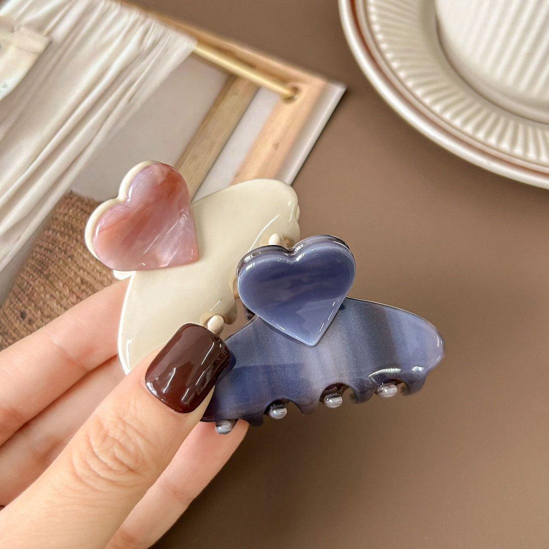 Cute Heart Acetate Small Hair Claw DP25E896