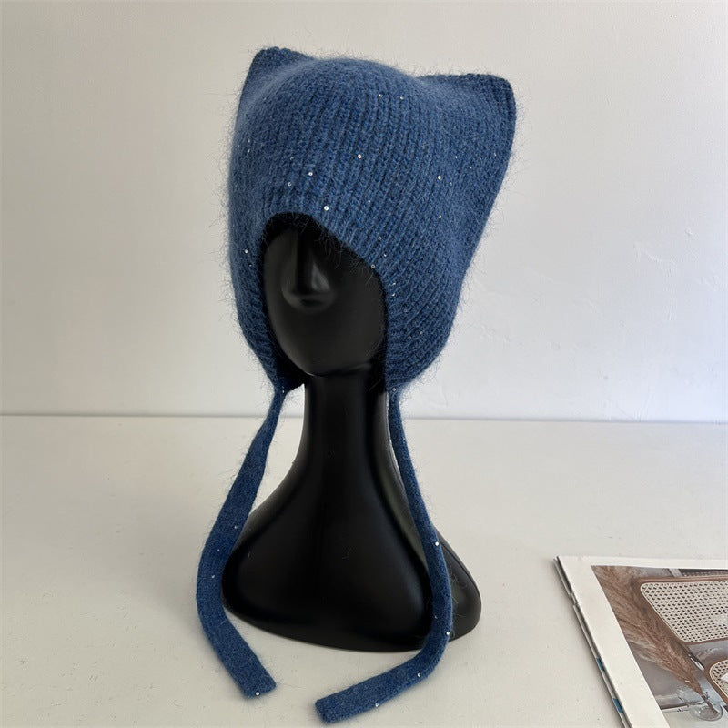 Cat Ear Sequin Beanie - DippedShop Wholesale - #2035