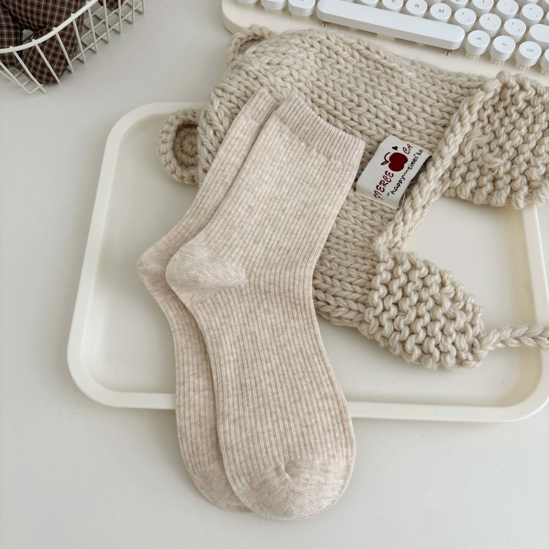 Minimalist Solid Color Cotton Slouch Socks 6W8FSO544