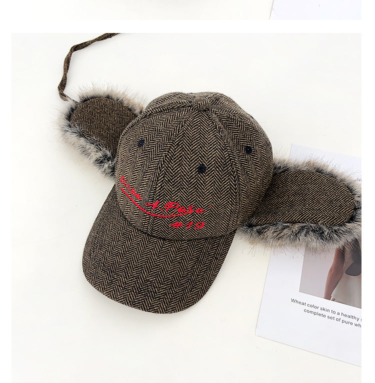 Winter Warm Letter Embroidery Faux Fur Baseball Cap 6W6HAT522
