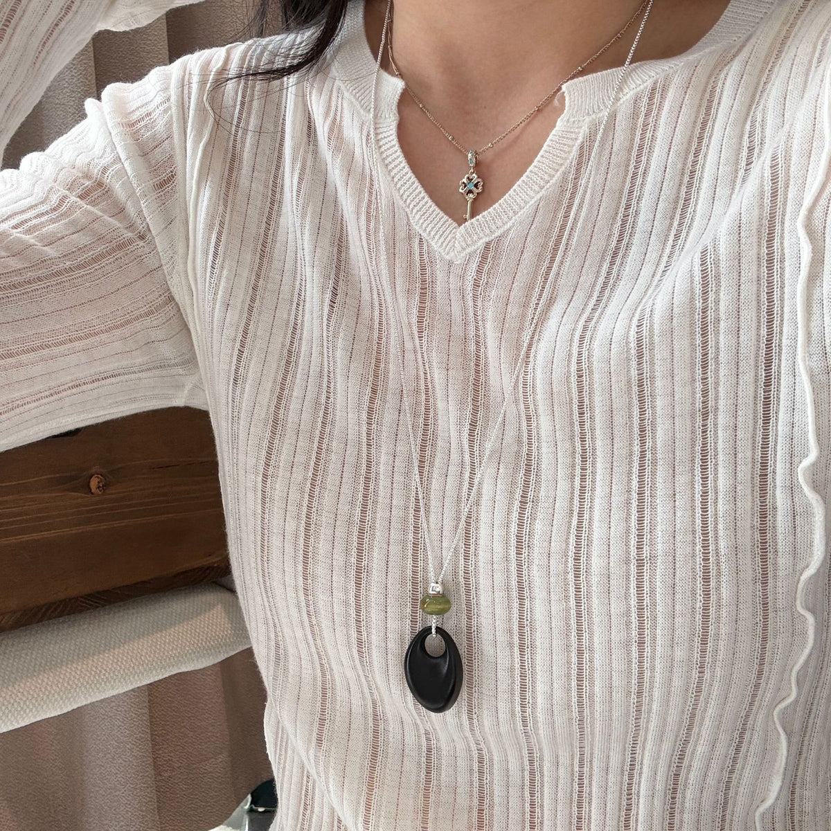 Wooden Teardrop Pendant Necklace - DippedShop Wholesale - #9779