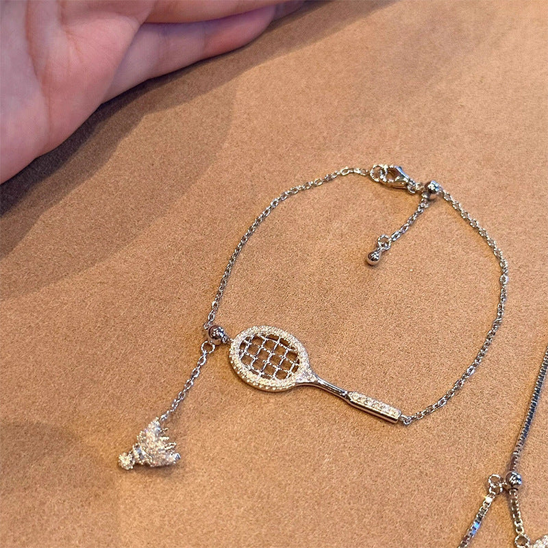 Trendy Badminton Racket Pendant Choker Necklace 6W6JNC390L