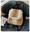 Cute Cartoon Lace Trim Fuzzy Plush Backpack 6W10BBG1955