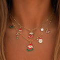 Christmas Santa Snowflake Pearl Charm Necklace 6W6JNC873