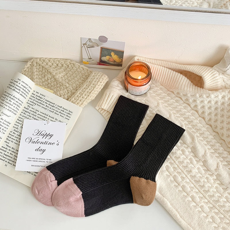 Minimalist Striped Color Block Knit Slouchy Socks 6W8FSO706