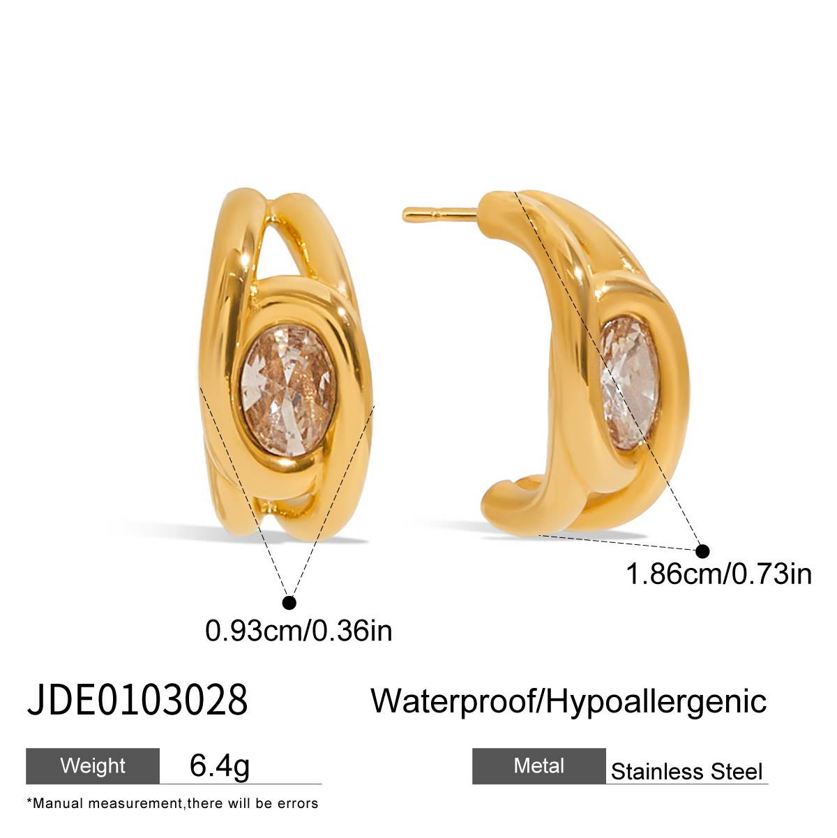 Gold Plated C-Shaped Stud Earrings - DippedShop Wholesale - #2227