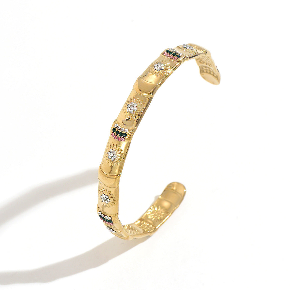 Trendy Gold Plated C-Shaped Open Bracelet 6W6JBR589
