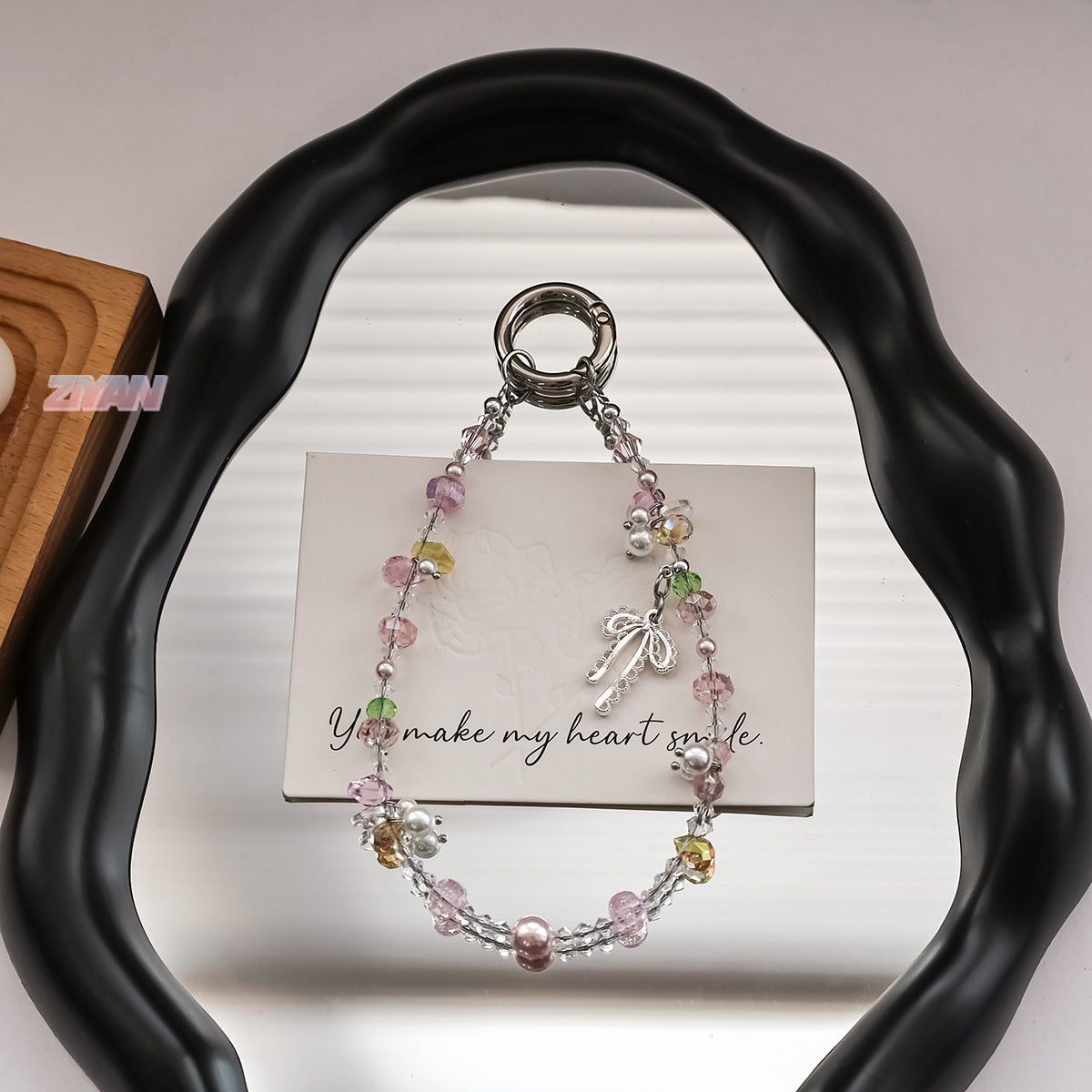 Colorful Crystal Beaded Chain Keychain Bag Charm 6W10BBC409