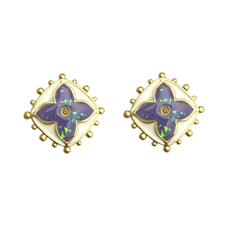 Vintage Gold Flower Stud Earrings - DippedShop Wholesale - #7587
