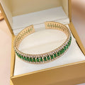 Elegant Emerald Rhinestones Hollow Open Bracelet 6W6JBR717