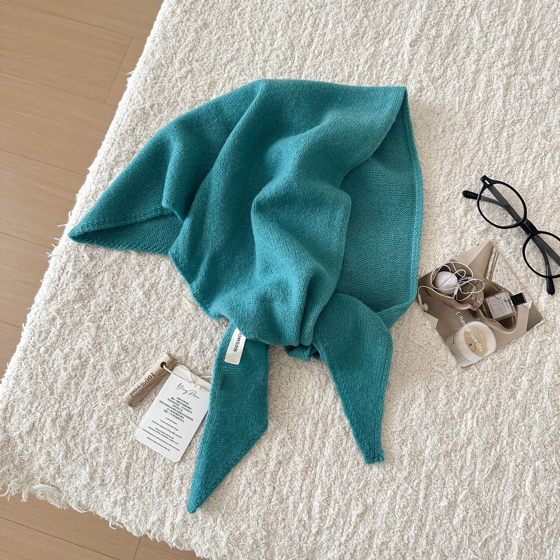 Trendy Solid Color Knit Headscraf Triangle Scarf 6W6NSC91