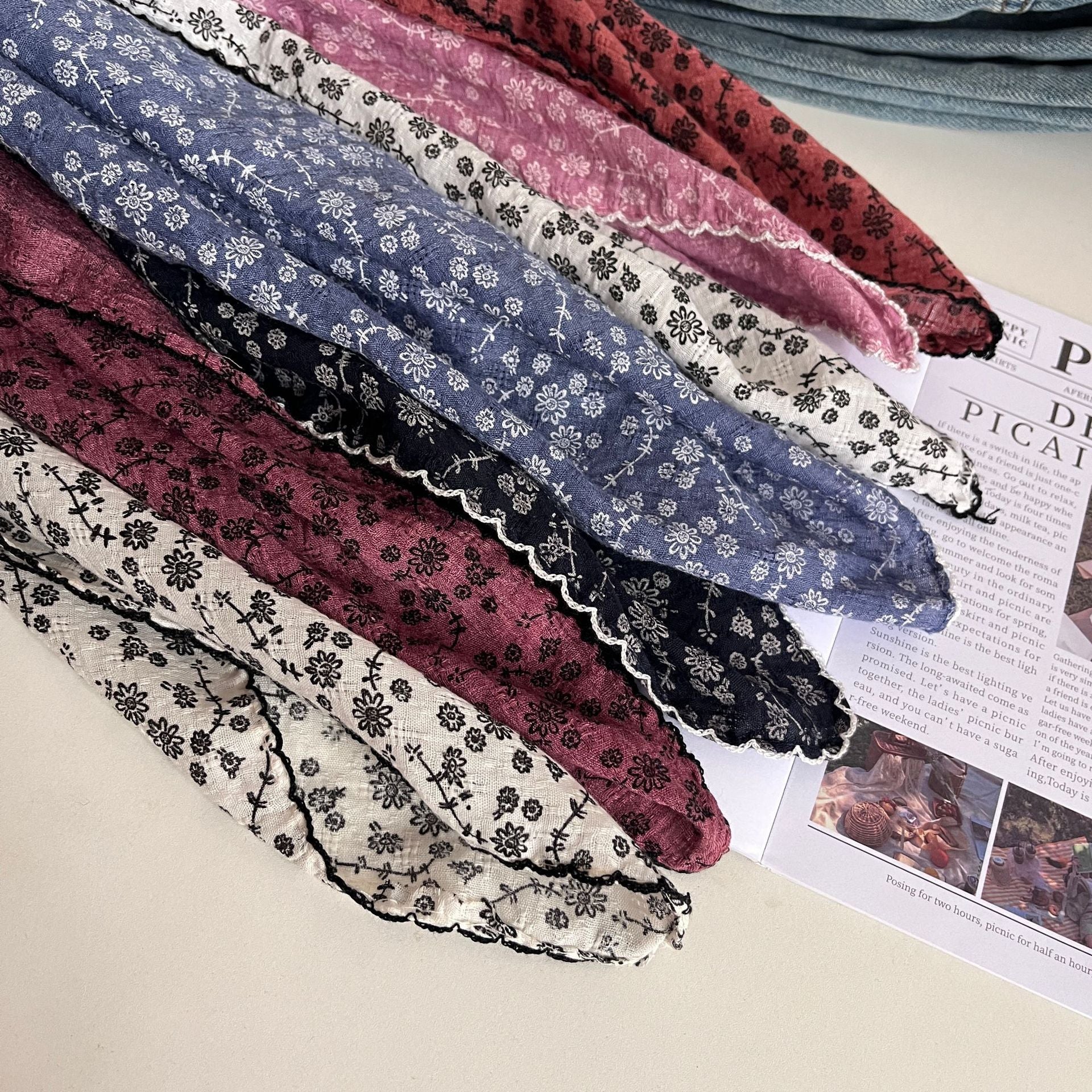 Vintage Floral Print Neckerchief Head Scarf MK2BW6W6NSI16