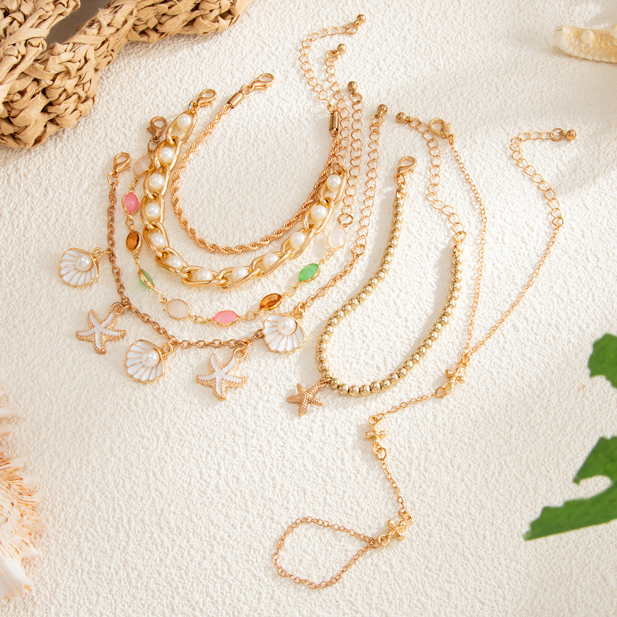 Elegant Starfish Shell Pendant Tassel Bracelets 6W6JBR630