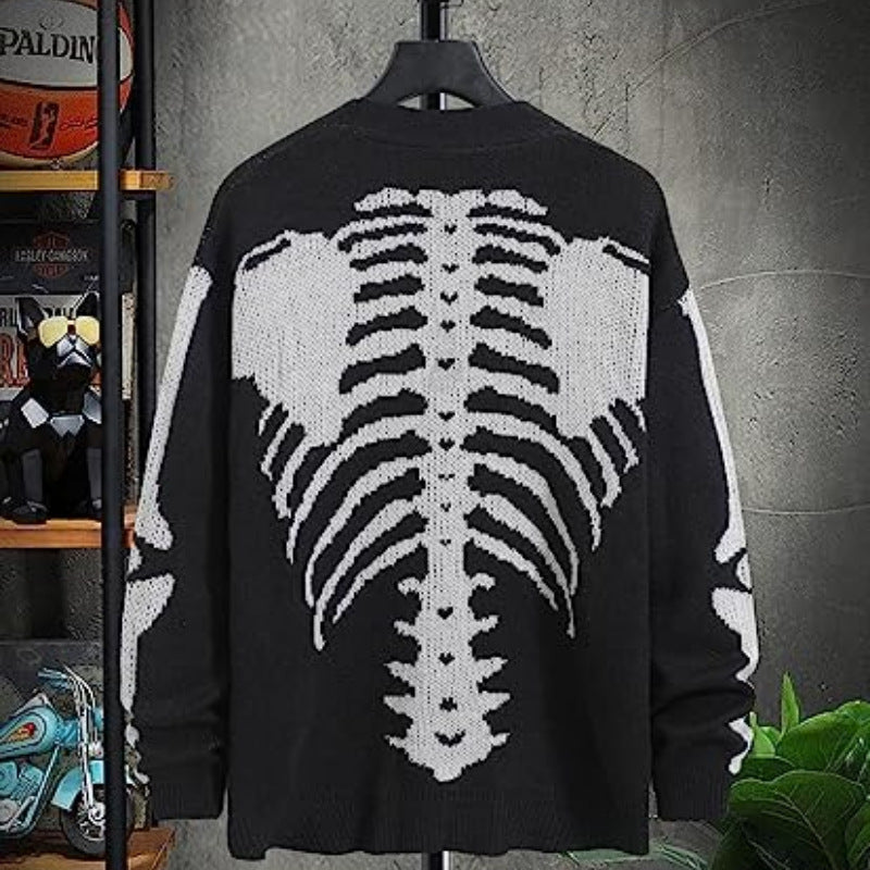 Halloween Skull Jacquard Knit Cardigan DP25G434