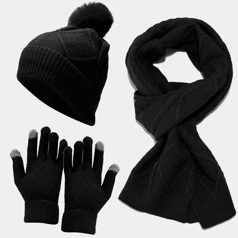 Winter Knit Thick Warm Scarf Hat Gloves Set DP25G716