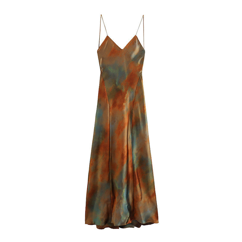 Minimalist Tie Dye Spaghetti Strap Maxi Dress DP25C983