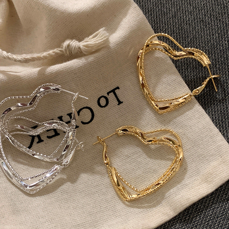 Chunky Heart Hoop Earrings - DippedShop Wholesale - #8227