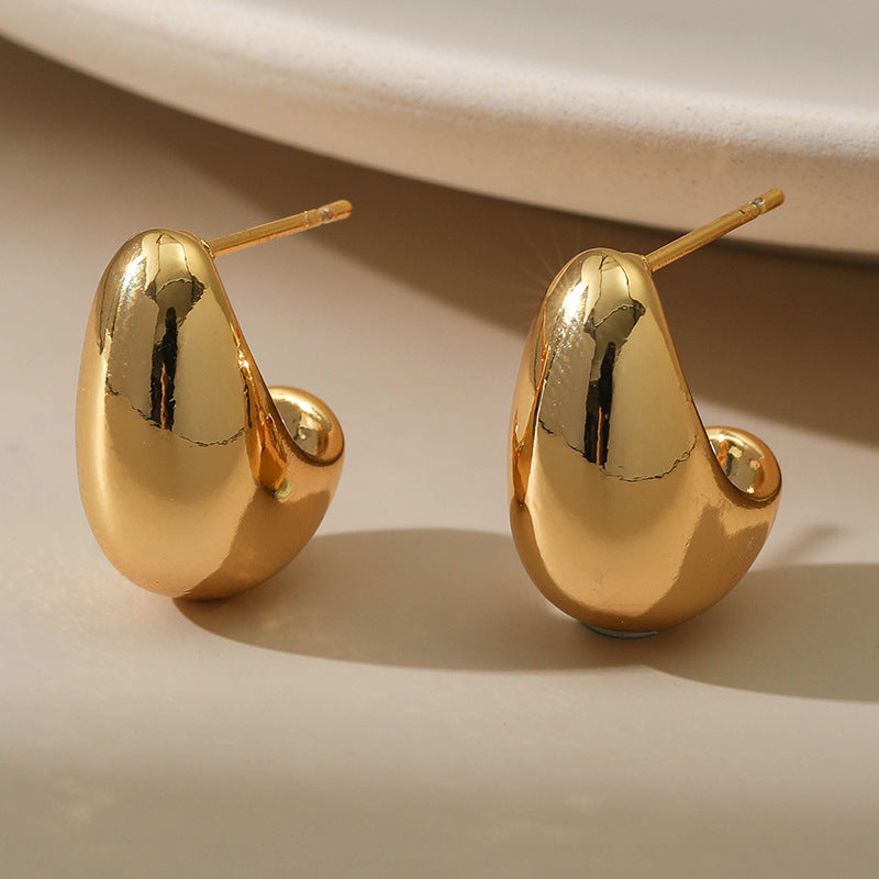 Simple Glossy C-Shape Stud Earrings DPJE1229