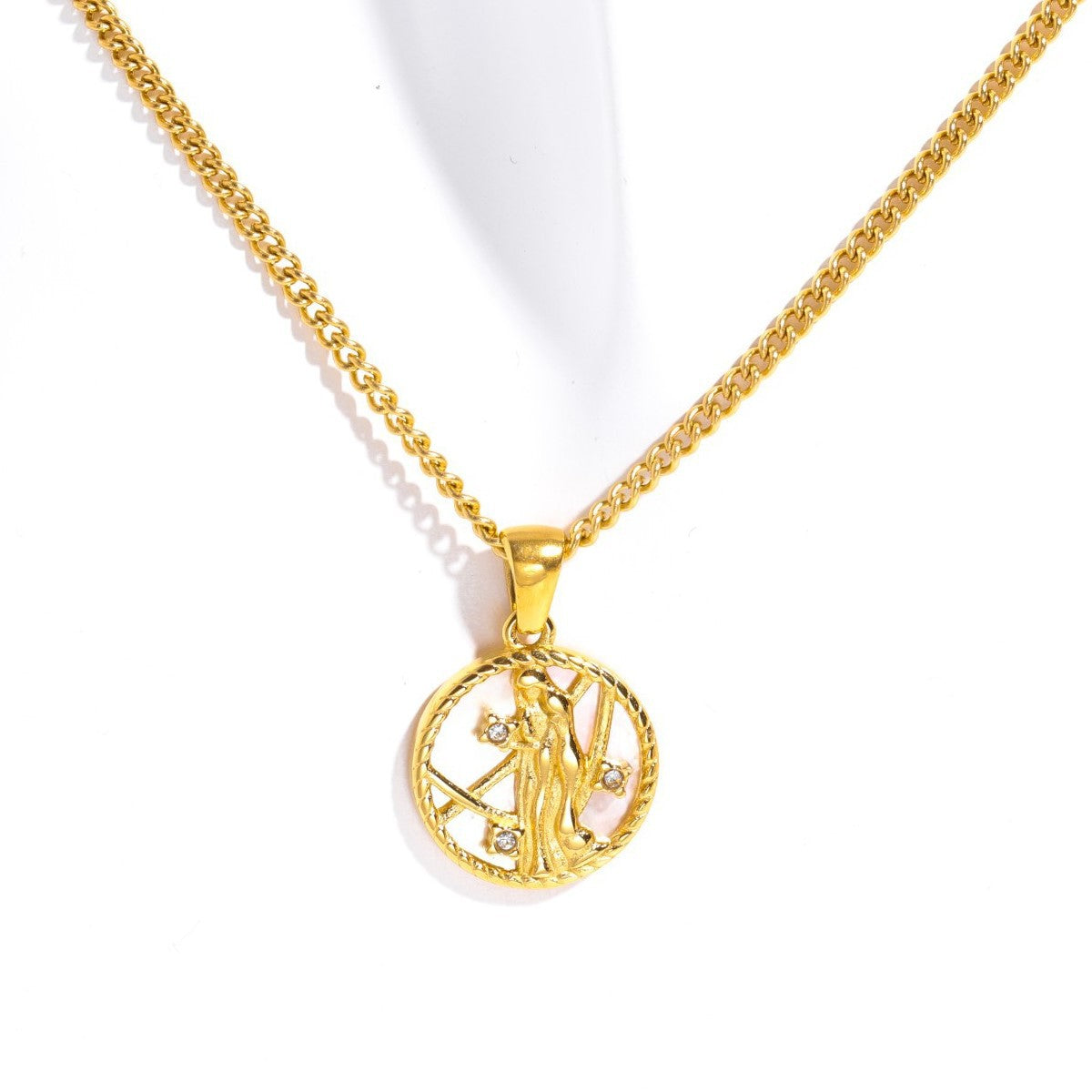 Gold Plated Zodiac Pendant Necklace - DippedShop Wholesale - #1555