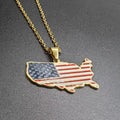Vintage USA Map Pendant Chain Necklace 8ZA6JNC274T
