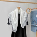 Elegant Solid Color Lace Trim Square Silk Scarf 6W6NSC223