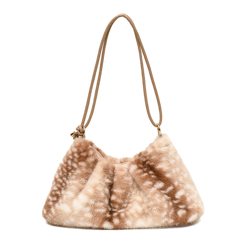 Trendy Soft Plush Deer Print Shoulder Bag 6W10BBG2373