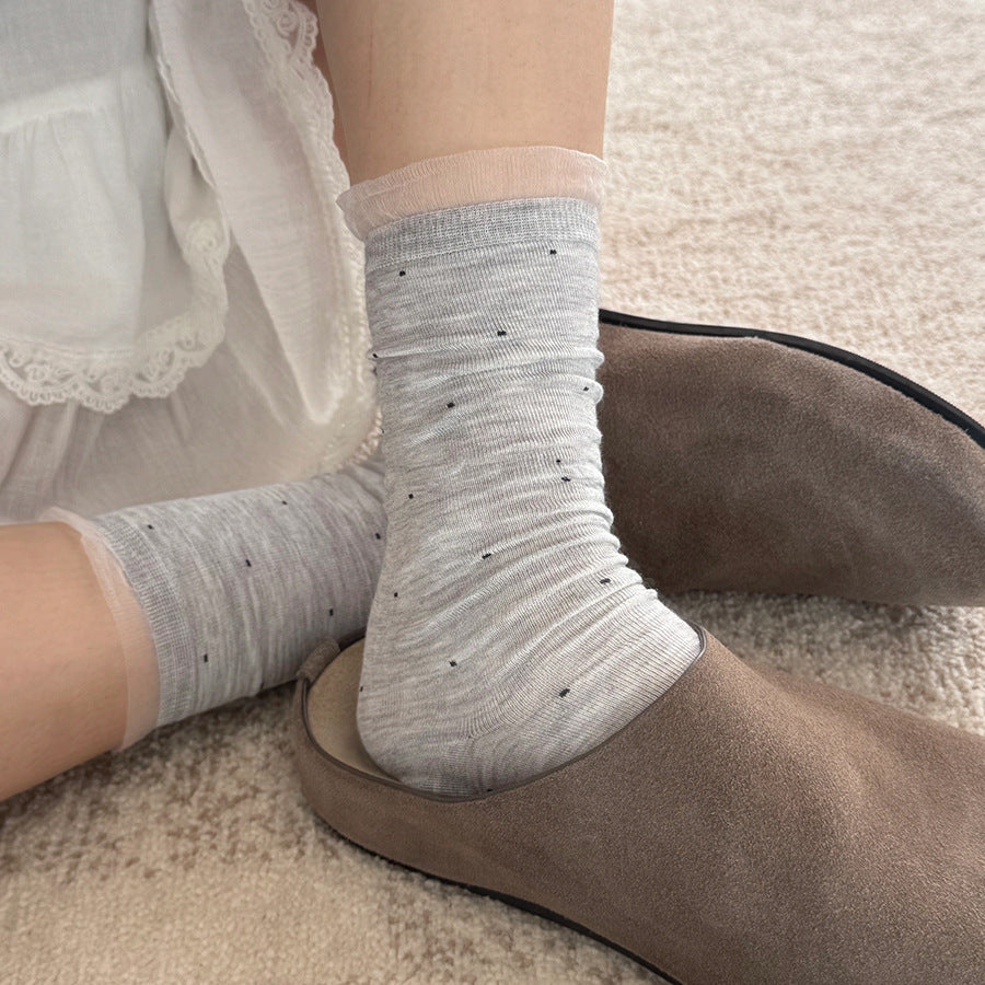 Elegant Lace Polka Dot Socks - DippedShop Wholesale - #7171