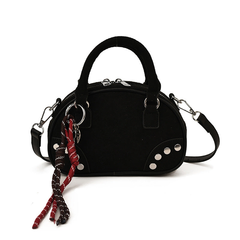 Retro Studded Faux Suede Bowling Bag 6W10BBG2429