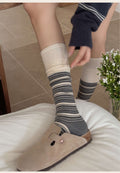 Retro Color Contrast Warm Mid-Calf Socks 6W8FSO819