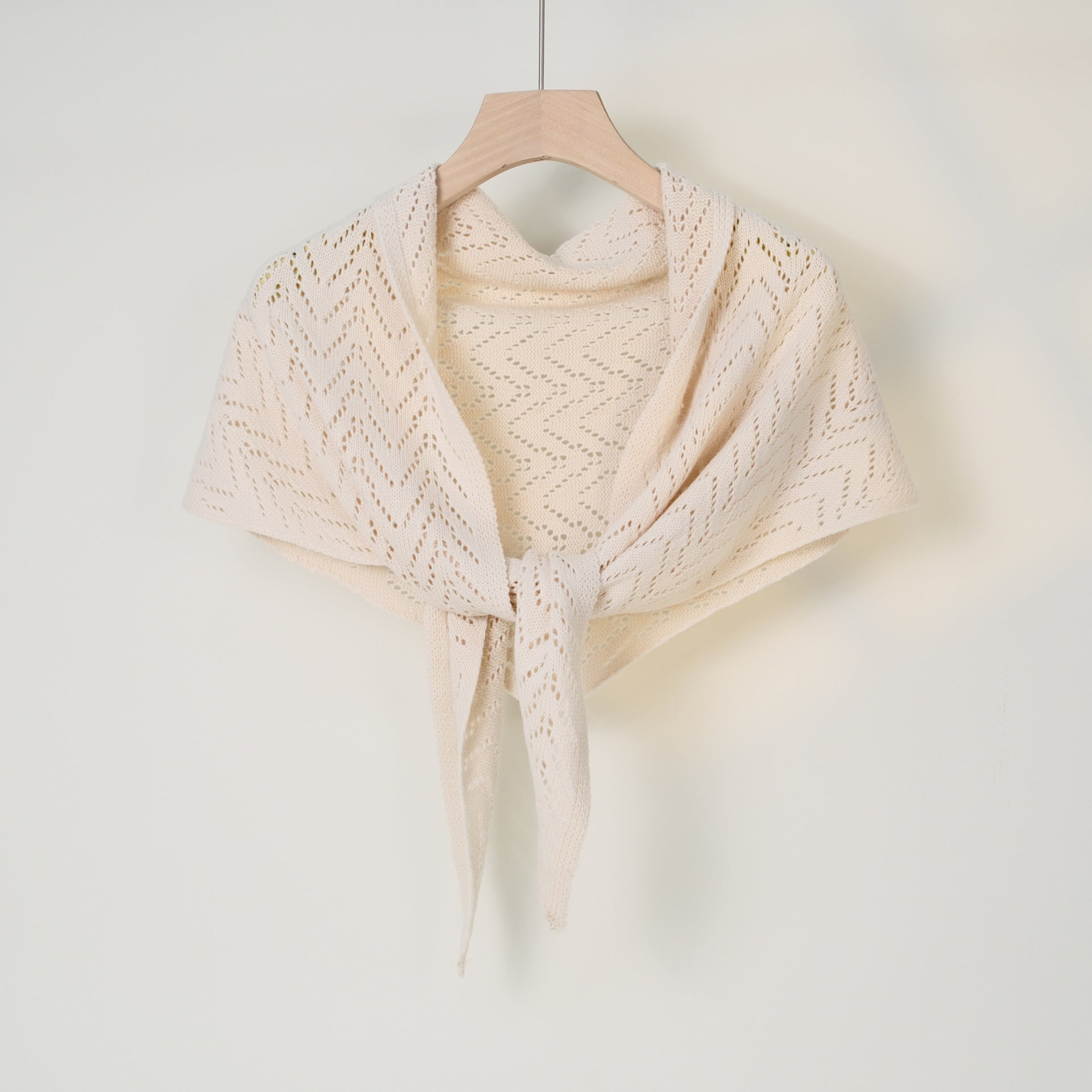 Minimalist Hollow Out Solid Color Knit Triangle Shawl 6W6NSC49