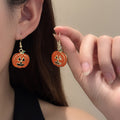 Halloween Pumpkin Bat Drop Earrings - DippedShop Wholesale - #6627
