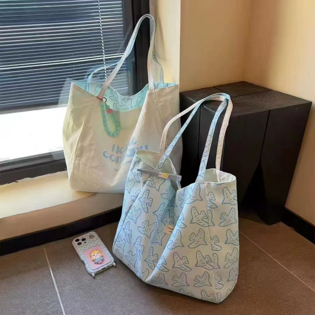 Creative Plaid Letters Print Reversible Tote Bag MK2BLW6W10BBG582