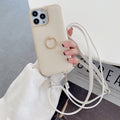 Solid Color Faux Leather Crossbody Wallet iPhone Case 6Z13HPC200
