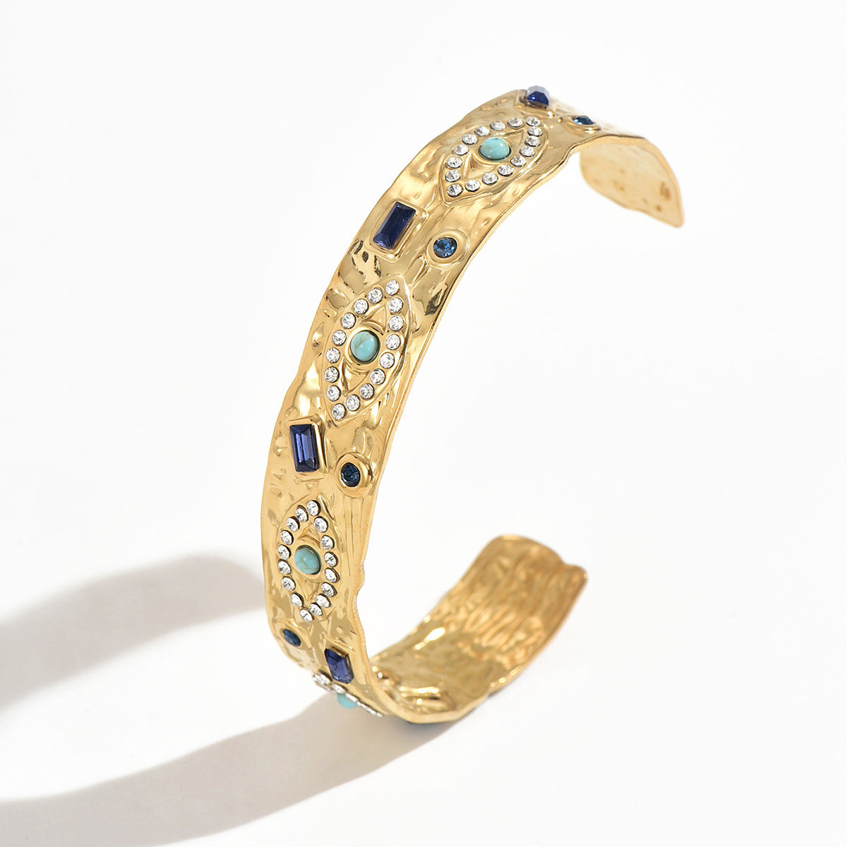 Trendy Gold Plated C-Shaped Open Bracelet 6W6JBR589