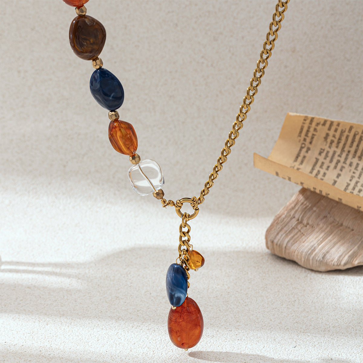 Vintage Asymmetric Beaded Necklace - DippedShop Wholesale - #6115