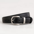 Minimalist Silver Buckle Versatile Leather Belt 6W6JBT156