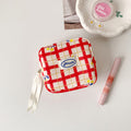 Fresh Cherry Plaid Print Portable Cosmetic Bag 6C5CO267