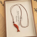 Simple Rope Braided Wood Fish Pendant Necklace 6W6JNC662