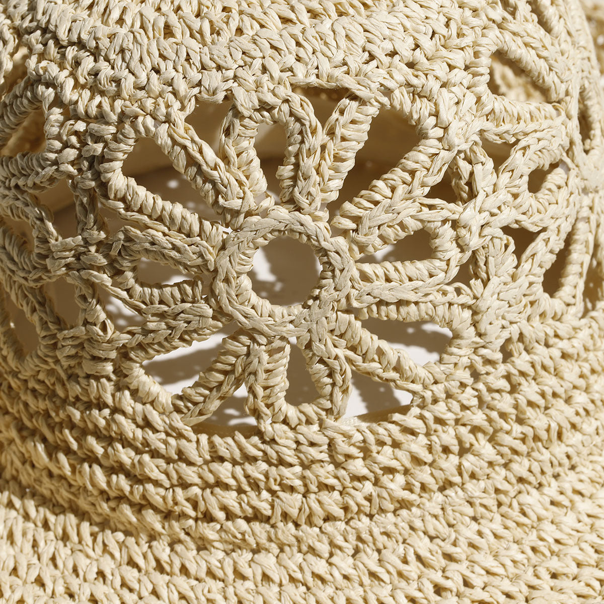 Summer Hollow Hand-Crochet Straw Bucket Hat 8BK6HAT174L