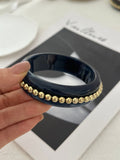 Vintage Enamel Gold Plated Beaded Bangle Bracelet 6W6JBR604
