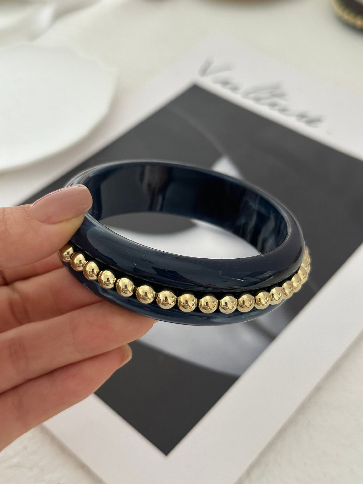 Vintage Enamel Gold Plated Beaded Bangle Bracelet 6W6JBR604