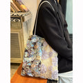 Vintage Oil Painting Lace Floral Canvas Shoulder Bag 6W10BBG1989