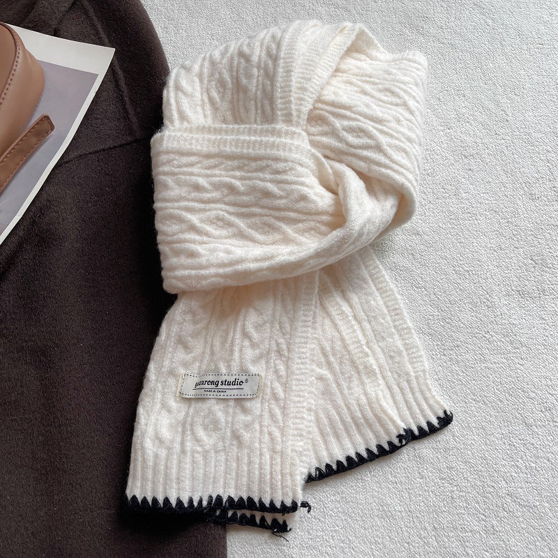 Winter Cable Knit Solid Color Knit Warm Scarf 6W6NSC68