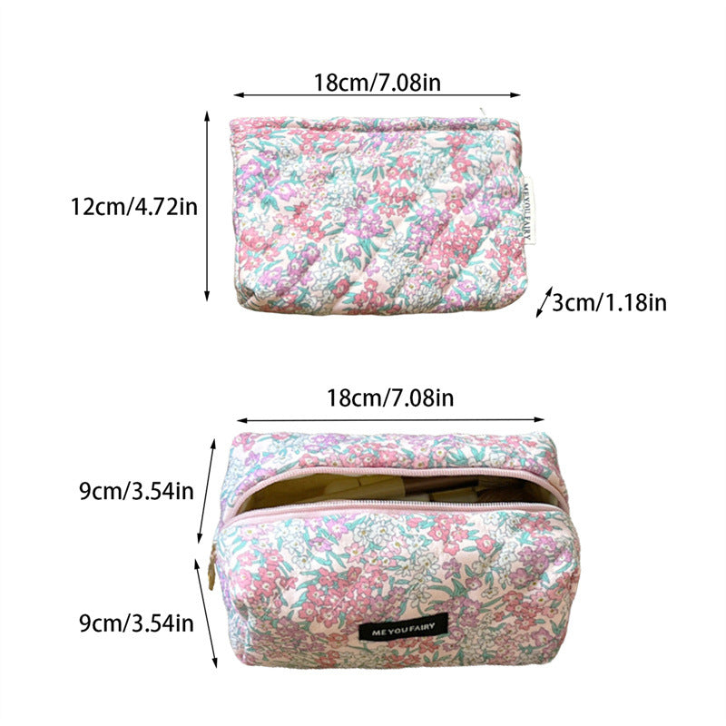 Sweet Floral Print Quilt Shell Cosmetic Bag 6C5CO280