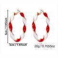 Rhinestone Twisted Color Block Christmas Hoop Earrings 6W6JER685