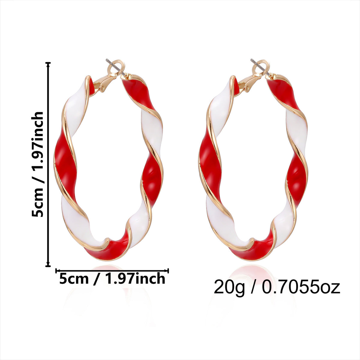 Rhinestone Twisted Color Block Christmas Hoop Earrings 6W6JER685