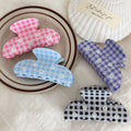 Cute Rhinestone Flower Plaid Acetate Hair Claw 6W6HCP1277