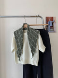 Trendy Plaid Distressed Denim Triangle Scarf MK2BW6W6NSI09